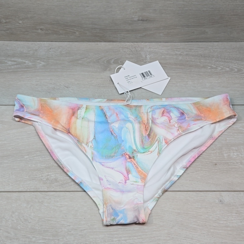 NWT Calme By Johnny Was Women Marble Hipster swim bottom sz L